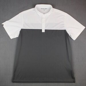 Matte Grey Polo Shirt Mens Size XL White Gray Polyester Short Sleeve